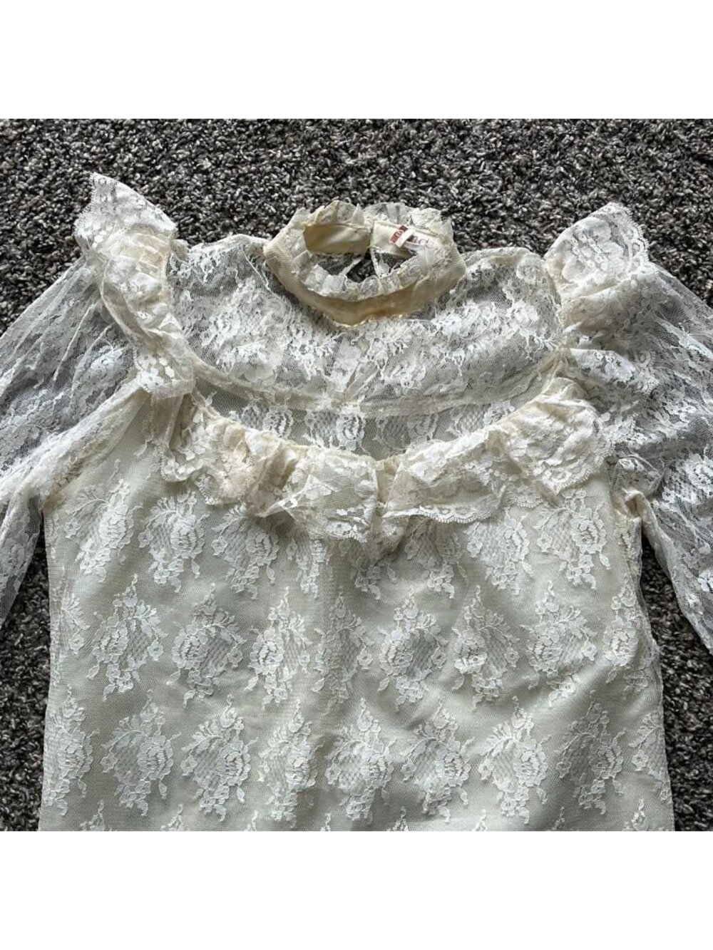 Evelyn de Jonge Cream White Lace Size 8 Blouse Fairycore Dainty Babydoll Cottage